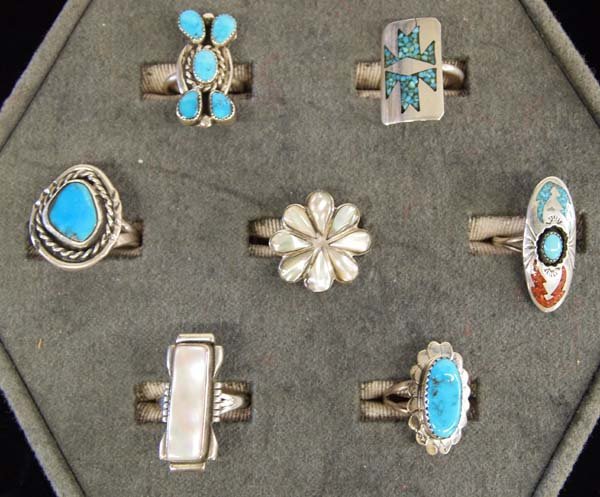 7 Native American Navajo Sterling Rings (1 of 4)