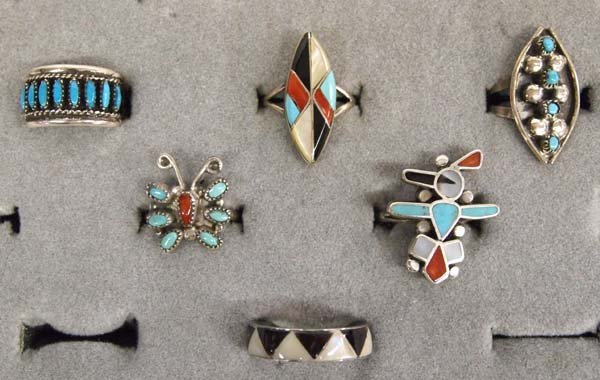 6 Native American Zuni Sterling Silver Rings (1 of 3)