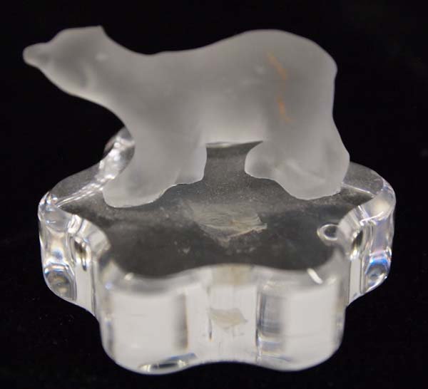 Frosted Glass Polar Bear on Glass Iceberg: Frosted Glass Polar Bear on Glass Iceberg, measures 1.5'', Sweet!