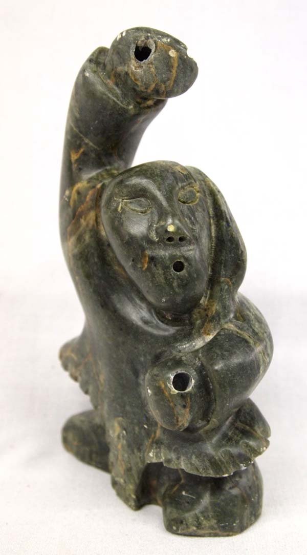Canadian Inuit Carved Stone Drum Dancer, Jamasie (1 of 4)
