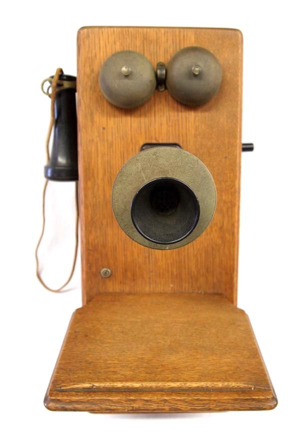 Antique Federal Telephone in Tiger Oak Wood Case (1 of 4)