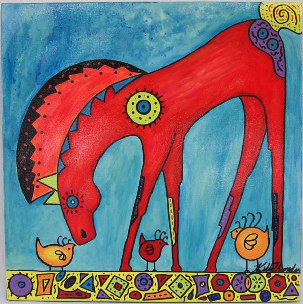Original Acrylic Painting by Kathy Kills Thunder: May 20, 2016 Original Acrylic Painting ''Scarlet O'Mare-a'' by Kathy Kills Thunder, measures 20'' x 20'', signed by artist