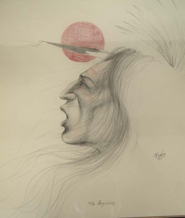 Original Multi Media Barnoski pastel on artist board: Original Multi Media Chebon Barnoski Pastel, ''The Beginning'', signed by artist, includes pencil, colored pencil, and charcoal, measures 17.25'' x 16'', on artist board and therefore cannot be rolled