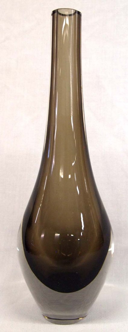Large Mid-Century Scandinavian Art Glass Vase: Large Mid-Century Scandinavian Art Glass Vase, heavy and measures 15'' x 5''