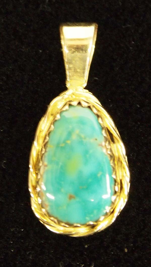 Pit River 14K Gold Turq. Pendant (1 of 3)