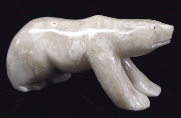 Alaskan Inuit Carved Stone Polar Bear by Dimmick (1 of 3)