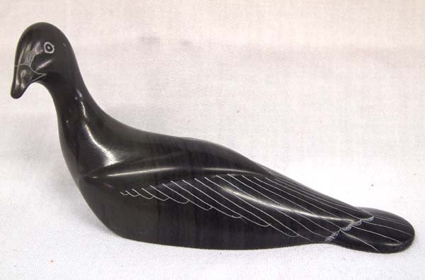 Canadian Inuit Carved Stone Swimming Duck by Kavik (1 of 3)