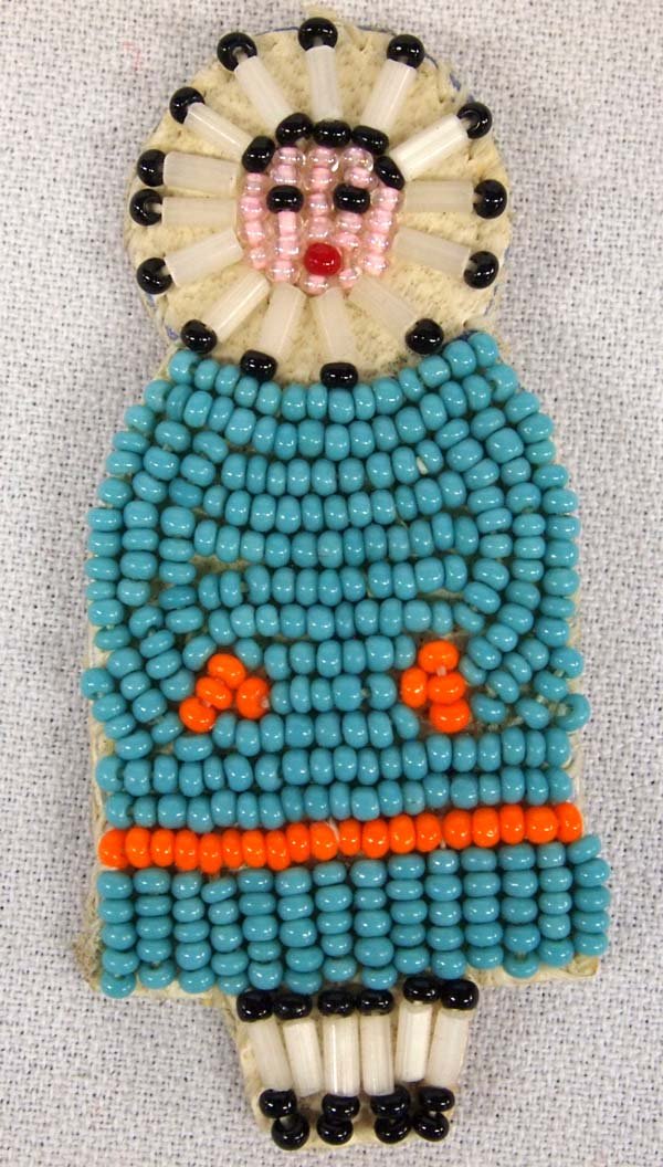 Antique Estate Inuit Beaded Pin on Doeskin (1 of 2)