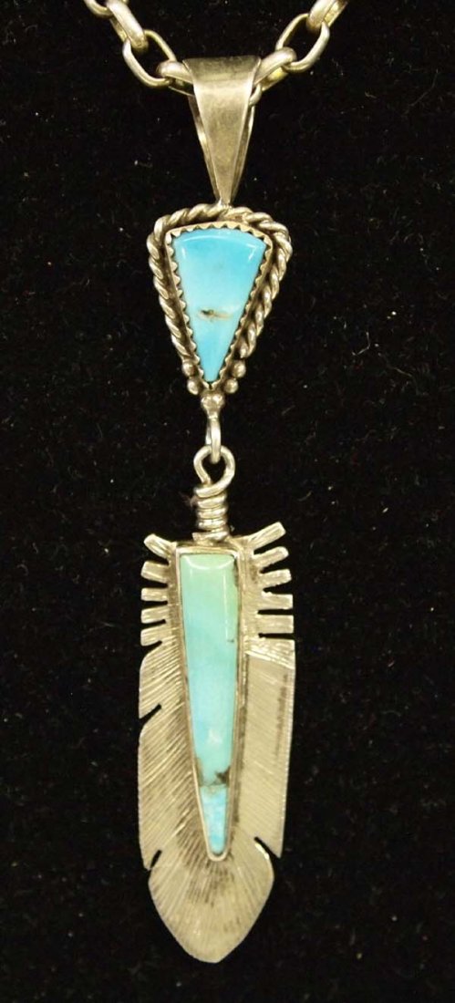 Native American Sterling Turquoise Necklace (1 of 3)