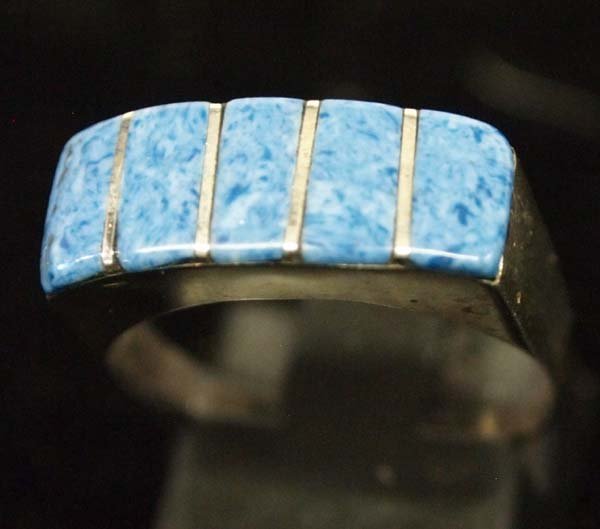 Native American Zuni Silver Denim Turquoise Ring (1 of 2)