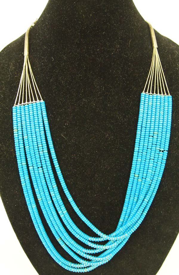Estate Navajo Sterling and Turquoise Bead Necklace (1 of 4)
