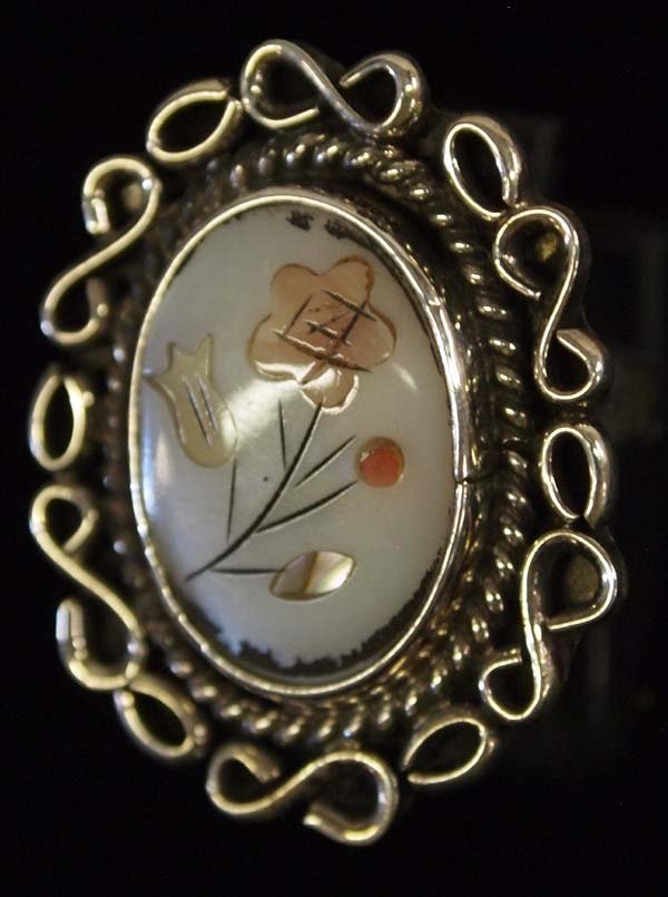 Vintage Navajo Sterling Inlay Ring by A. Miller (1 of 2)