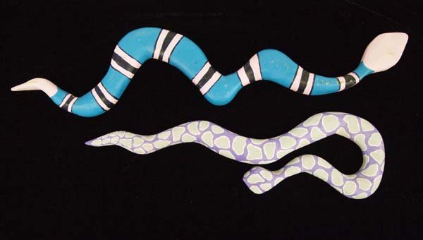 Pair of New Mexican Hand Painted Folk Art Snakes (1 of 2)