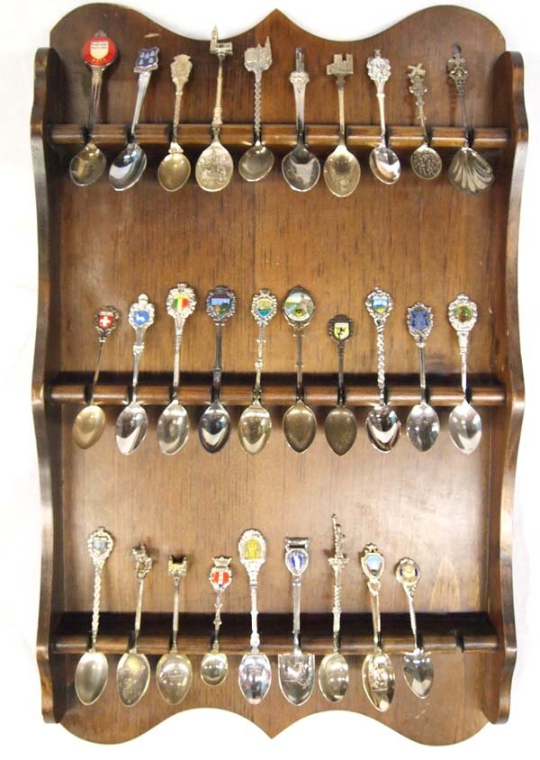 Large Collection of Collector's Spoons in Rack (1 of 7)