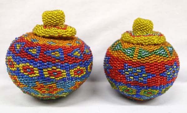 2 Hand Woven Indonesian Rattan Beaded Baskets (1 of 3)