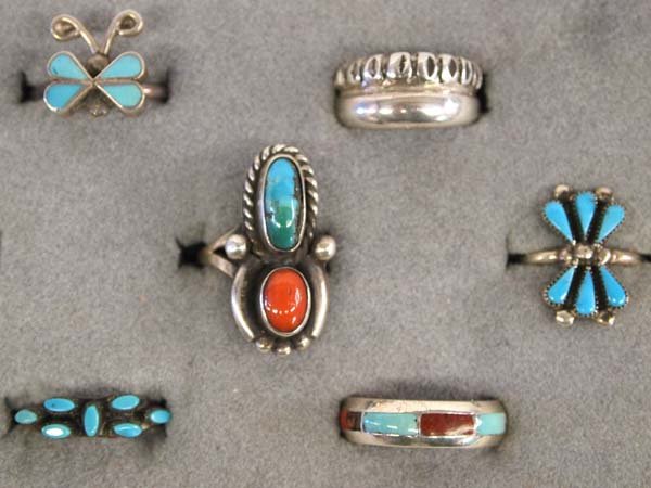 6 Sterling Silver Rings, most are Native American (1 of 4)