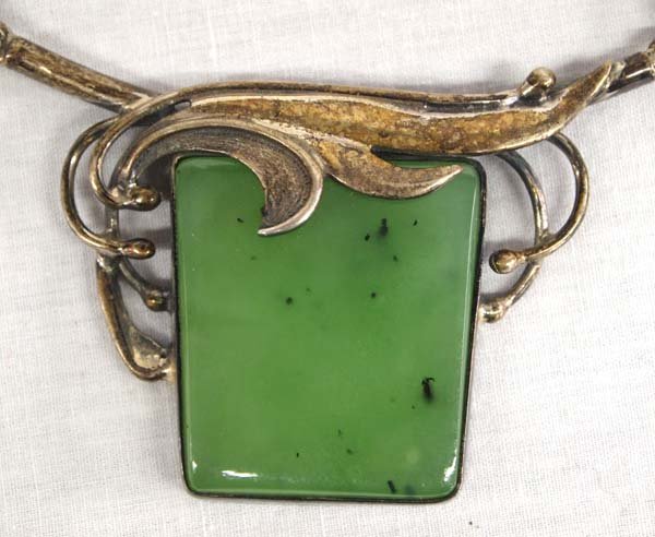 Antique Estate Sterling Silver and Jade Necklace (1 of 4)