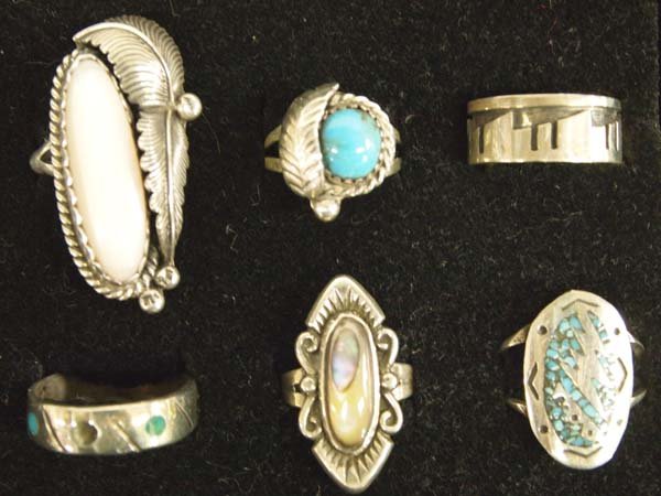6 Native American Sterling Silver Rings (1 of 3)