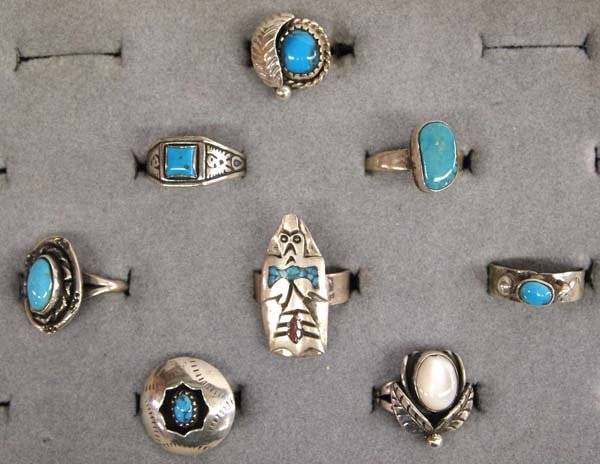 8 Native American Navajo Sterling Silver Rings (1 of 3)