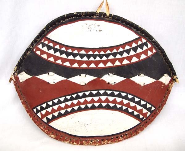 Hand Crafted African Leather and Wood Shield (1 of 2)