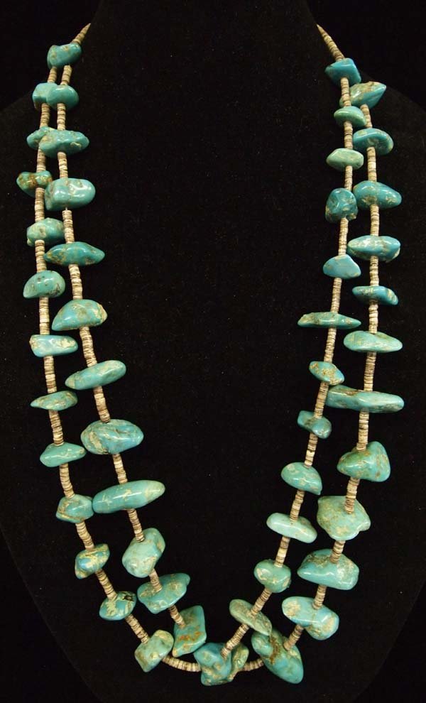 1940 Navajo 2 Strand Turquoise & Heishi Necklace (1 of 3)