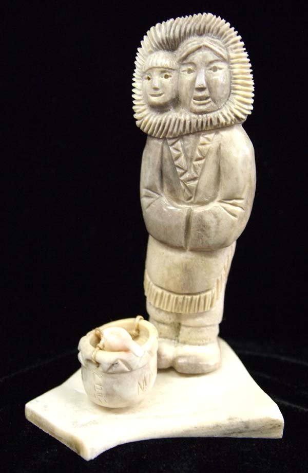Canadian Inuit Carved Antler Mother and Child (1 of 4)