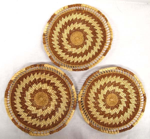 3 Native American Kurak Basketry Trays (1 of 2)