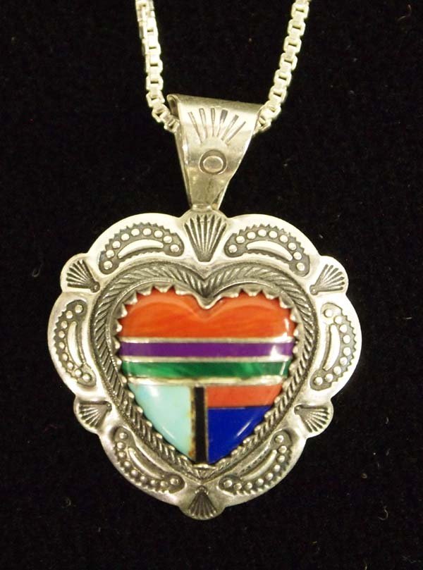 Quoc Turquoise Co. Sterling Inlay Pendant Necklace (1 of 5)