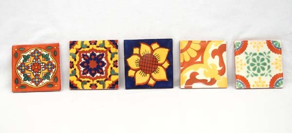 5 Hand Made Mexican Tiles. (1 of 1)