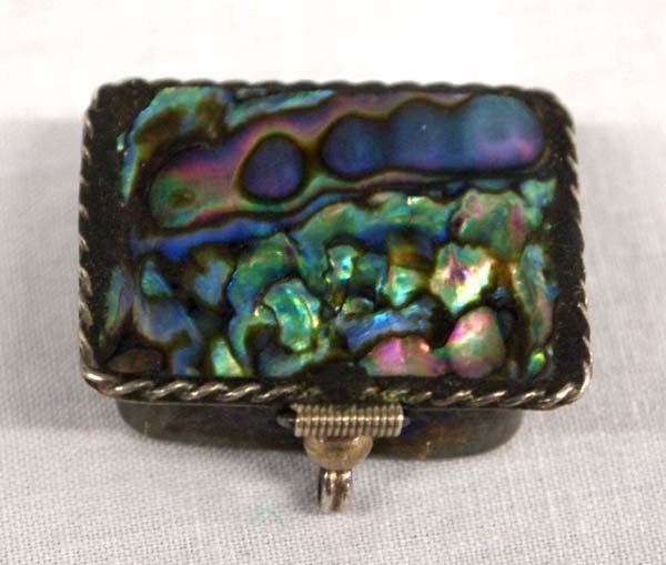 Taxco Mexican Sterling Silver & Abalone Pill Box. (1 of 5)