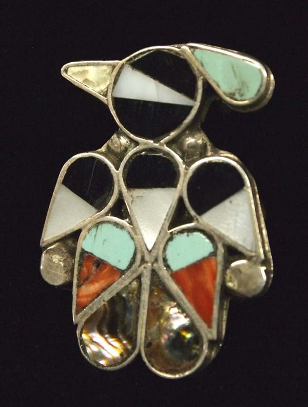Zuni Sterling Silver Inlay Thunderbird Ring (1 of 3)