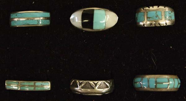 6 Native American Zuni and Navajo Sterling Rings (1 of 3)
