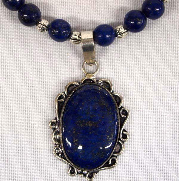 Southwestern Sterling and Lapis Pendant Necklace (1 of 3)