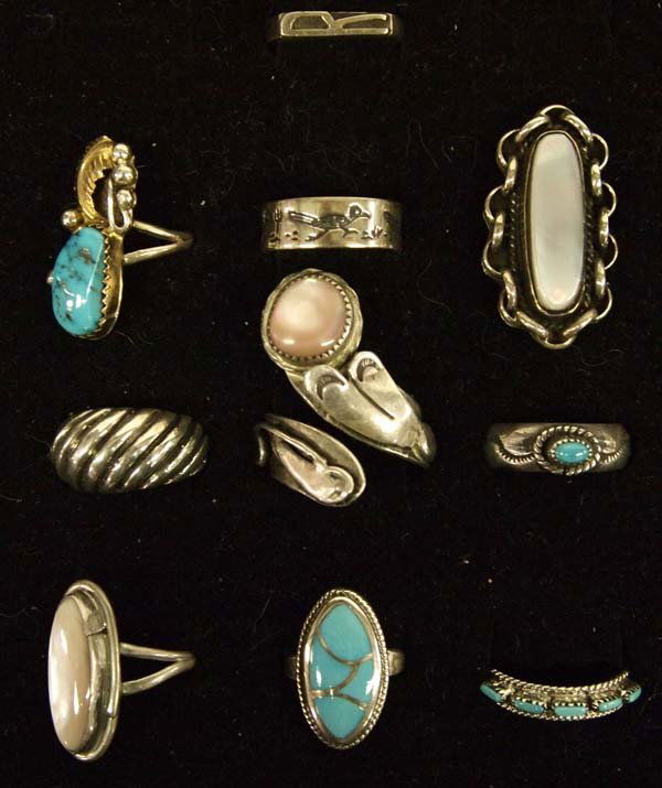 10 Sterling Silver Rings, Most are Native American (1 of 4)