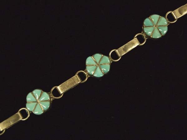 Zuni Sterling Bisbee Turquoise Link Bracelet (1 of 3)