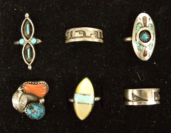 6 Native American Sterling Silver Rings (1 of 4)