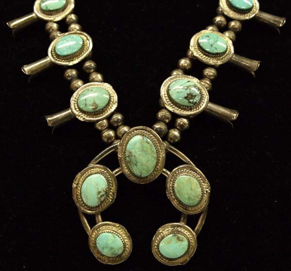 1950 Navajo Sterling Turquoise Squash Necklace (1 of 3)