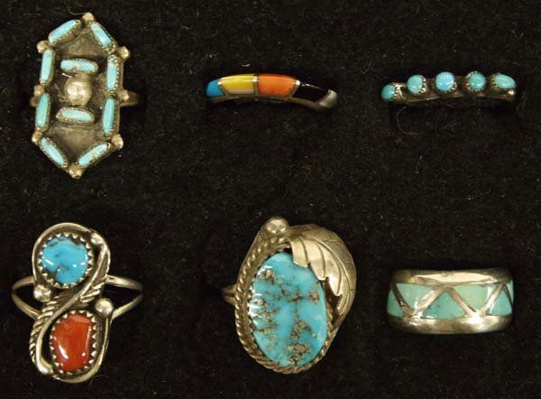 6 Native American Sterling Silver Rings (1 of 4)