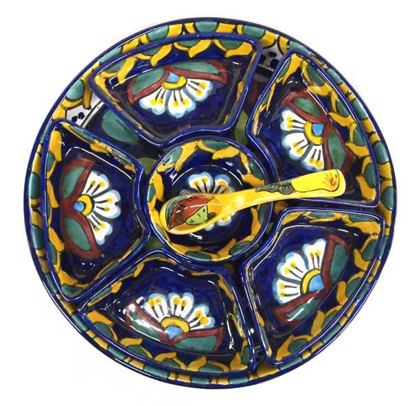 Mexican Talavera Pottery Chip + Dip Serving Tray (1 of 5)