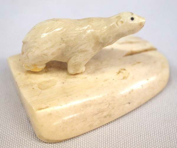 Vintage Carved Ivory Polar Bear on Ivory Base (1 of 3)