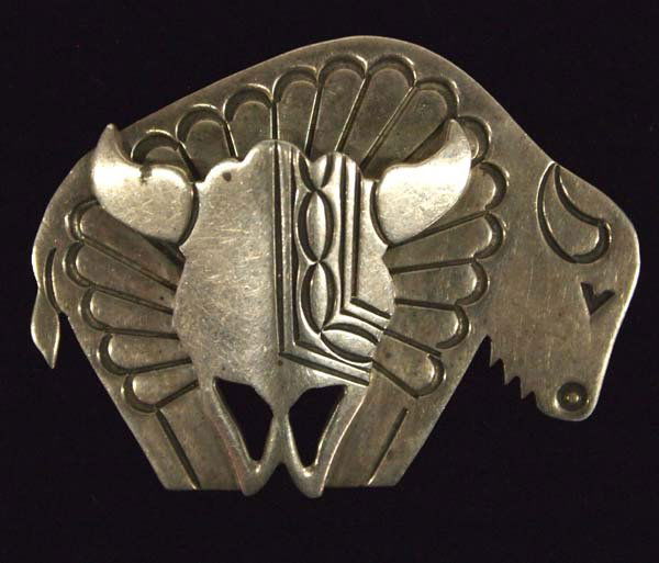 Navajo Sterling Silver Buffalo Pin by Allison (1 of 3)