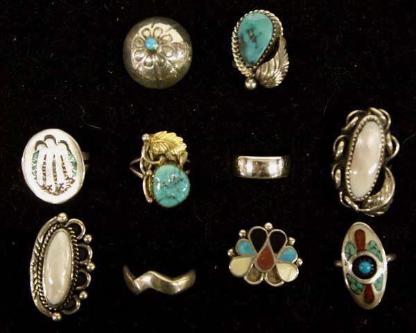 10 Native American Sterling Silver Rings (1 of 4)