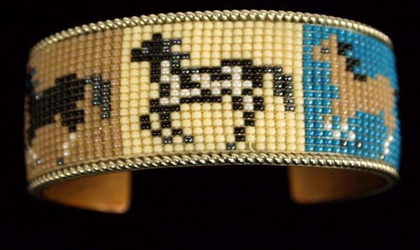 Beaded Horse Design on Copper Cuff Bracelet (1 of 5)