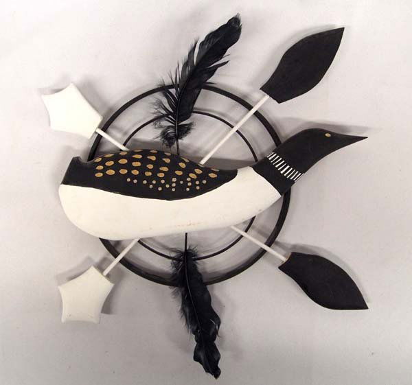 Canadian Inuit Hand Carved Wood Loon Wall Plaque (1 of 3)