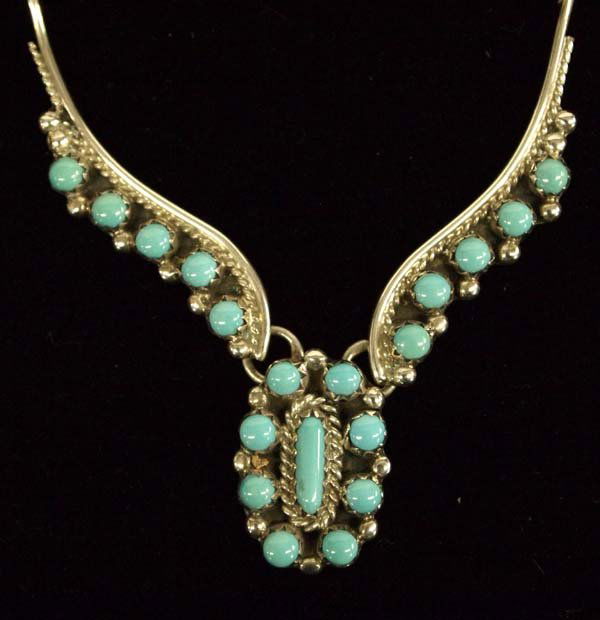 Zuni SS Petit Point Turquoise Necklace (1 of 4)