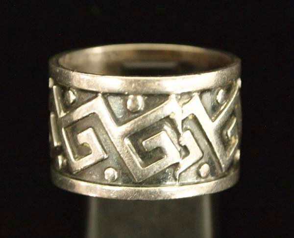 Mexican Sterling Silver Wind Pattern Ring, Size 8 (1 of 3)