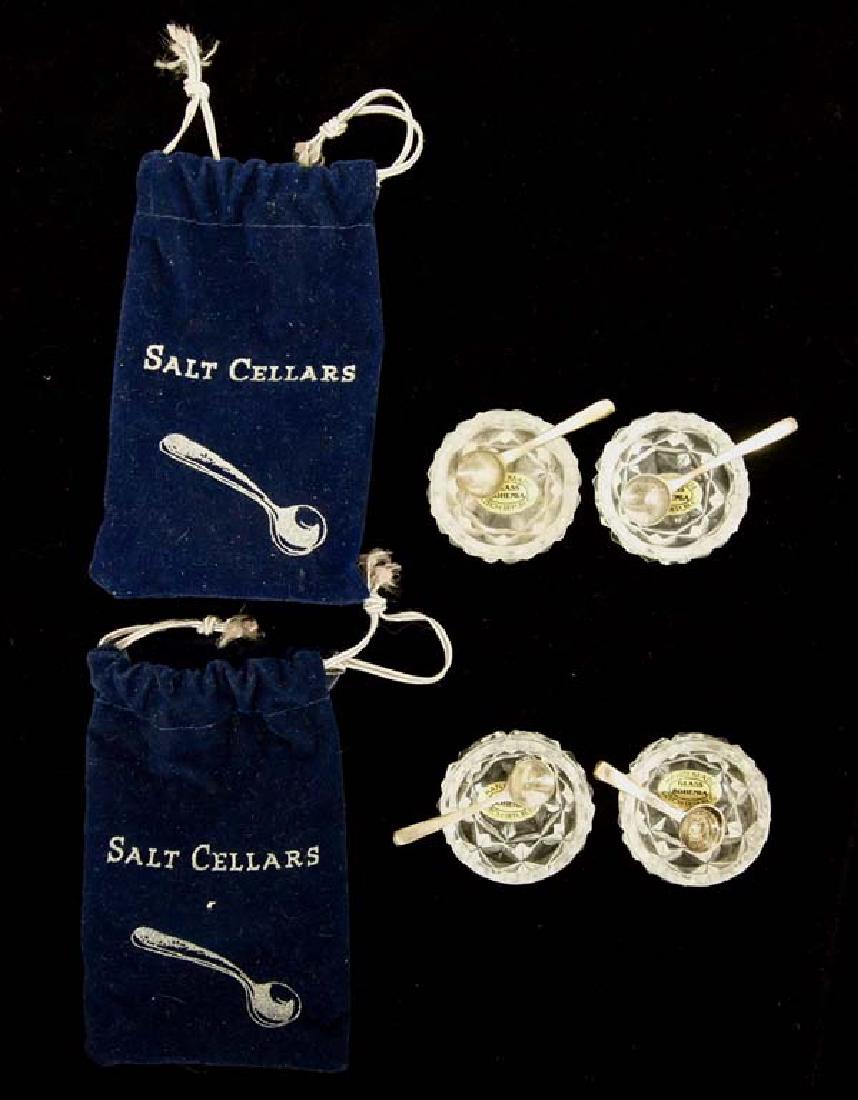 4 Bohemian Glass Salt Cellars, .75''H, $9 S&H: 4 Bohemian Glass Salt Cellars with Spoons, .75''H, $9 S&H