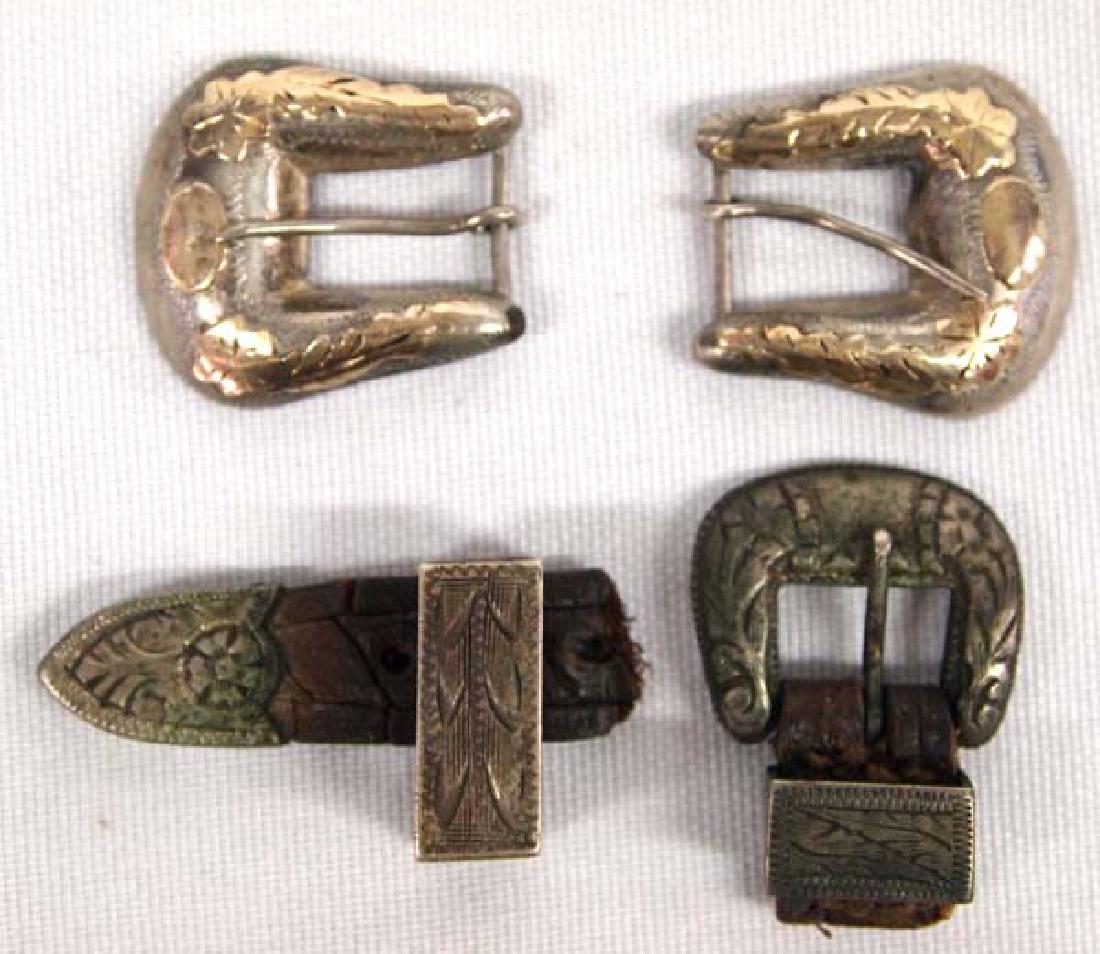 3 Small Sterling Cowboy Buckles, 1''L, $6.50 S&H: 3 Small Sterling Cowboy Buckles, 1''L, $6.50 S&H