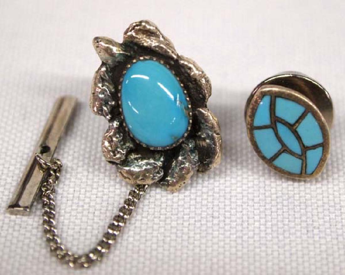 2 Navajo Silver Pins, .5''D, $6.50 S&H: 2 Native American Navajo Sterling Silver Pins, .5''D, $6.50 S&H