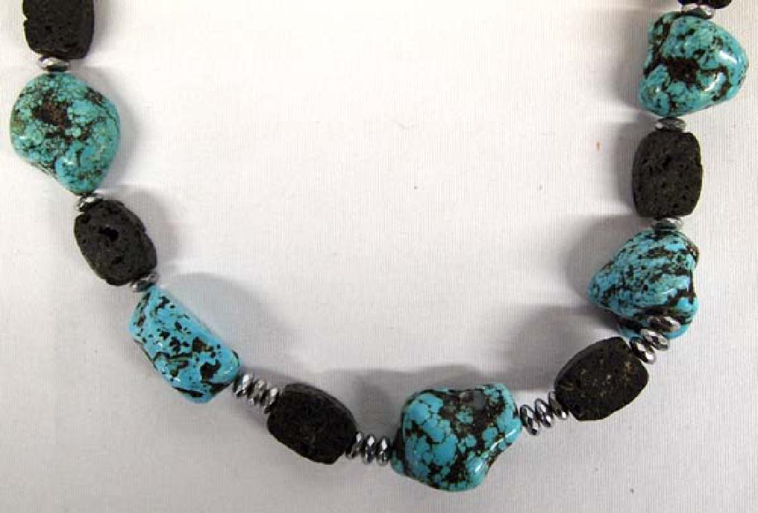 Turquoise & Lava Rock Necklace, 40''L, $6.50 S&H: Turquoise & Lava Rock Necklace, 40''L, $6.50 S&H